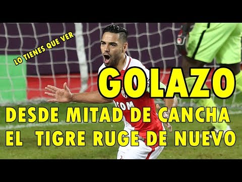 ESPECTACULAR GOLAZO DEL TIGRE  FALCAO DESDE MITAD DE CANCHA IMPRESIONANTE CONTRA SM CAEN 12 12 2017