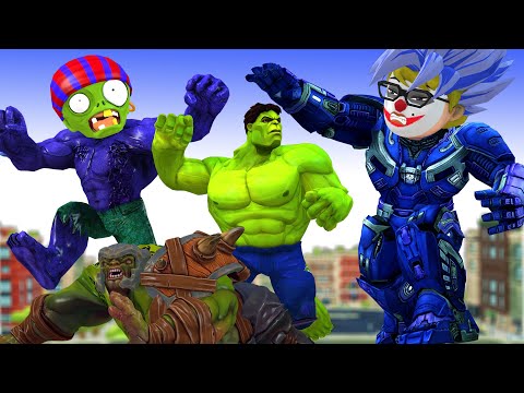 Team Avenger Hero Nick Transform Hulk Buster vs Team Giant Zombie Rescue Police - Scary Teacher 3D