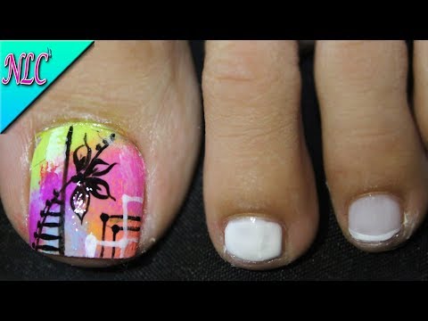 DISEÑO DE UÑAS PARA PIES FLOR Y DEGRADADO PRINCIPIANTES – FLOWERS AND DEGRADADE NAIL ART – NLC