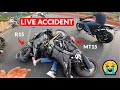 Live Crash Bike Accident MT15 R15 RTR 4V KTM Yamaha FZ Crash Video