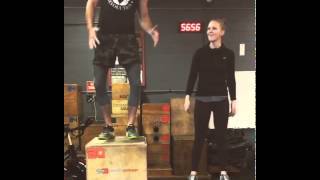 AJ Cook and Nathan Andersen  Synchronized box jumps