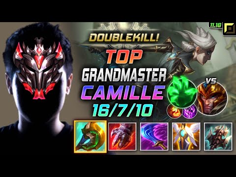 GrandMaster Camille TOP vs Jarvan IV - 천상계 탑 카밀 템트리 룬 신파자 착취 カミール Камилла 青钢影 卡蜜兒 - LOL KR 11.16