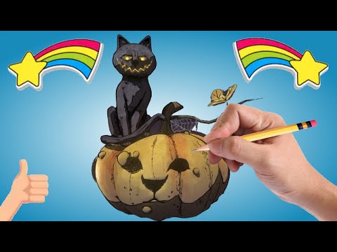 Dessin Chat Citrouille Halloween Facile