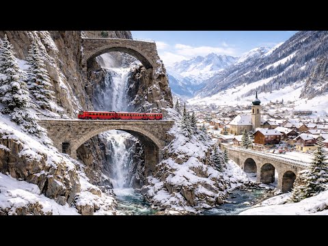 Unglaublicher Schneefall in Andermatt, Schweiz ❄️ Winterspaziergang zur Teufelsbrücke