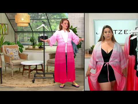 Jantzen 3/4-Sleeve Woven Maxi Duster Cover-Up on QVC