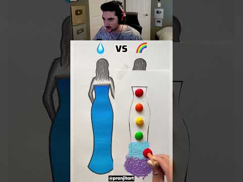 Water vs Rainbow Dress Challenge! 🤯 @pranjitart