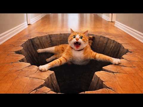 Dogs & Cats Funny Reaction To Optical Illusion Rug! Fake 3D Hole Prank 🤣