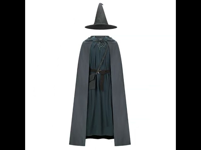 Vídeo relacionado con keland Sombrero mágico para adultos Gandalf Barba y peluca para Halloween Cosplay, gris, Talla única