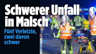 BADEN-WÜRTTEMBERG: Großeinsatz in Malsch – Fünf Verletzte nach schwerem Crash