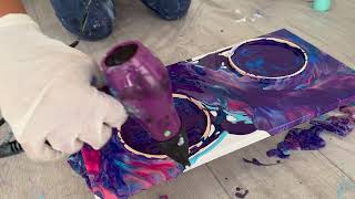 A new one in moon series with 2 moon effect fluid art and Mandala | Dutch blowout acrylic fluid art!