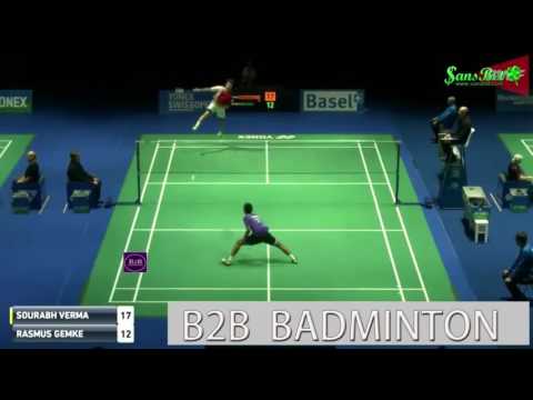 2017 YONEX SWISS OPEN R64 MS Sourabh Verma vs Rasmus Gemke