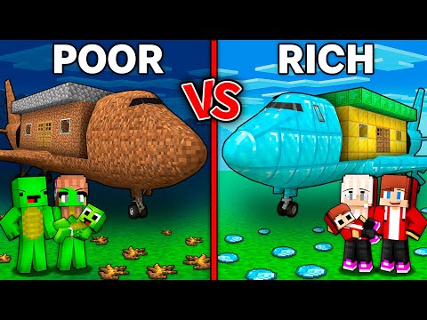 Mikey POOR vs JJ RICH Airplane House Family Battle in Minecraft ! (Maizen)