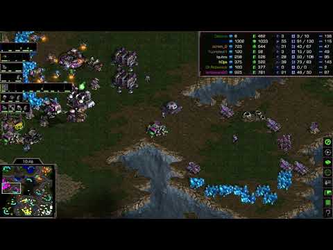 Starcraft: Remastered Broodwar 8 man FFA on Big Game Hunters!