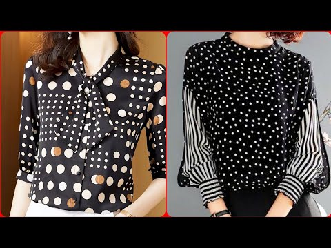 Outstanding And Unique Vintage Ladies Polka-dot Blouse...