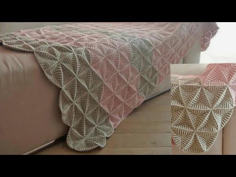 Crochet 3D Triangle Motif/White Lily Blanket/Beautiful Crochet Square for Blankets