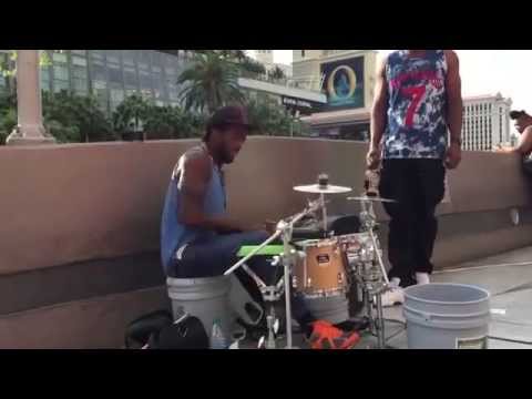 The Best Street drummer in Vegas Hands Down !!!