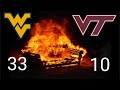 West Virginia Fan Burns A Couch West Virginia Beats Virginia Tech Cue Country Roads