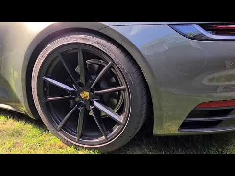 Porsche Carerra 992 with H&R spacers after lowered with H&R Sport Springs.
