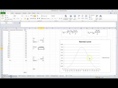 Calculating biserial correlation coefficient (not ranked biserial!) in Excel