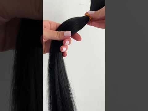 Волосся для нарощування в зрізі 60 см, 50 грам, чорне №01 video