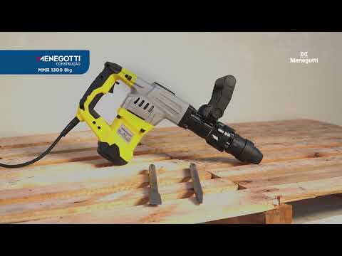 Martelo Rompedor SDS Max 1300W 220V 15J 8kg MMR1300 com Acessórios e Maleta MENEGOTTI-40870110 - Video