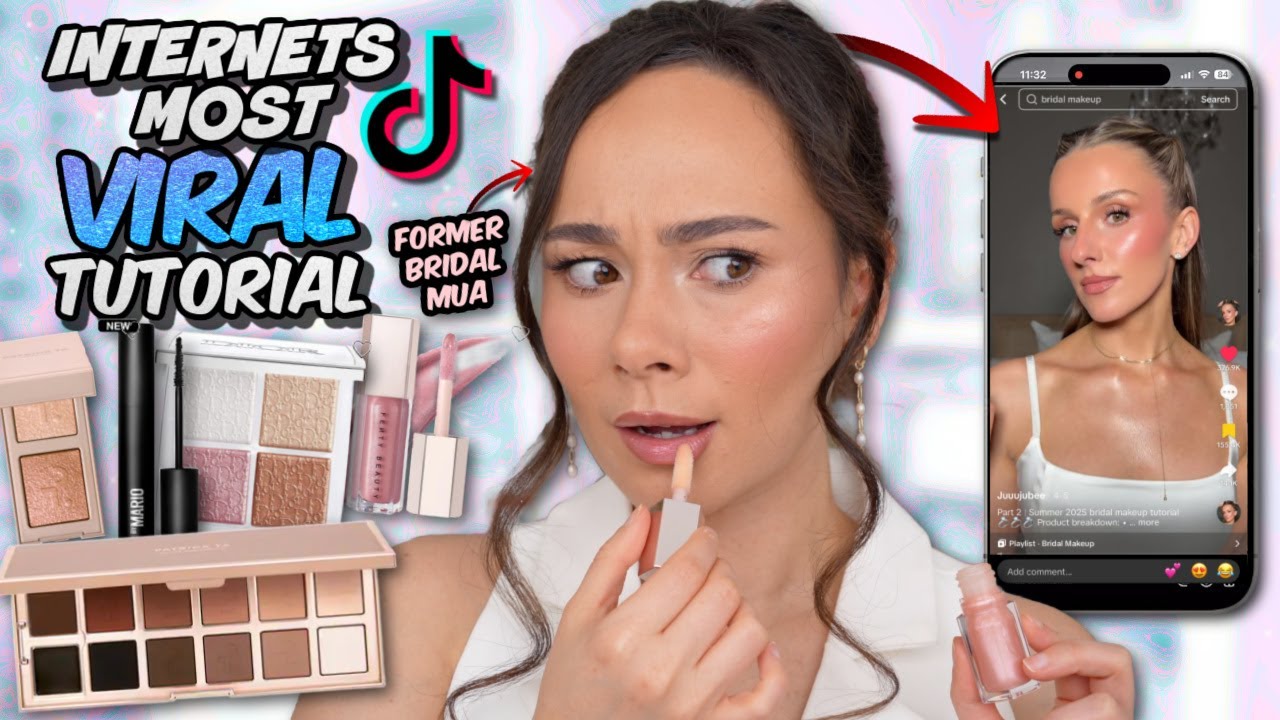 bridal makeup artist tries the most VIRAL bridal makeup tutorial on TikTok