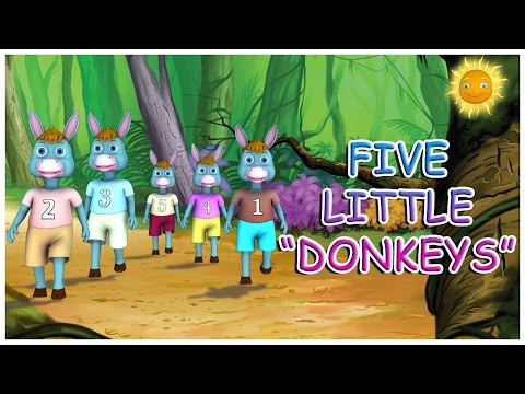 Five Little Donkeys Jumping on the Bed || Nursery Rhyme and 3D Animation Rhymes
