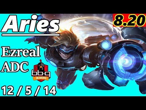 Aries as NEW Ezreal ADC - S8 Patch 8.20 - RANK 9 KR Challenger - Full Gameplay