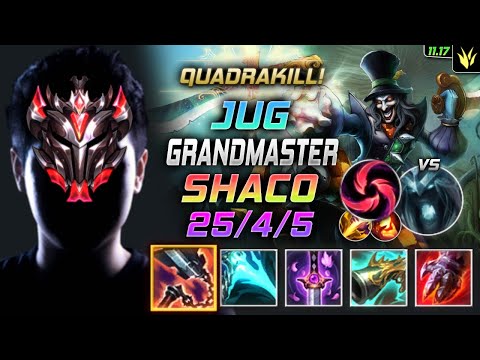 GrandMaster Shaco Jungle vs Karthus - 천상계 장인 정글 샤코 템트리 룬 선혈 칼날비 シャコ Шако 恶魔小丑 薩科 - LOL KR 11.17