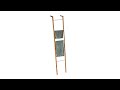 Leiterregal Handtuchhalter Bambus Braun - Silber - Bambus - Metall - 35 x 180 x 20 cm