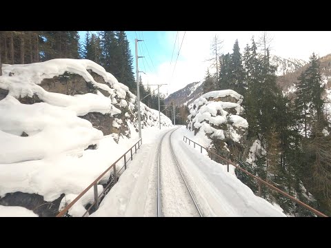 ★ 4K 🇨🇭Cab ride Pontresina - Sagliains - Pontresina, Switzerland [02.2020]