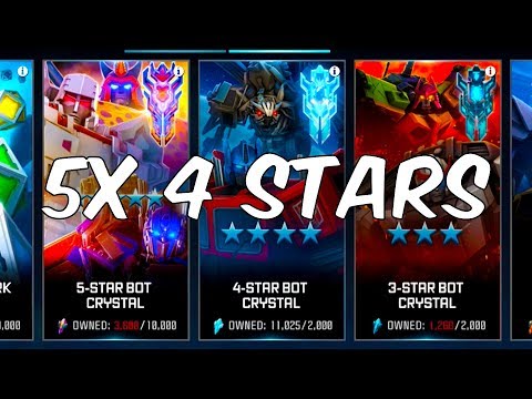 AMAZING 5x 4 STAR BOT CRYSTAL OPENING! - Transformers: Forged To Fight