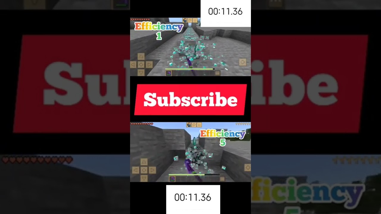 efficiency 5 vs efficiency 1 Pickaxe Test Minecraft #shorts