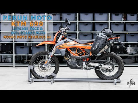 Perun moto KTM 690 Luggage rack and Heel guards with Mosko moto Reckless 40 (v4.0)