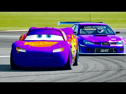 Lightning McQueen Violet Edition vs Subaru Impreza Time Attack at Top Gear Track