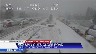 I-80 traffic issues near Truckee as snowy conditions cause spinouts