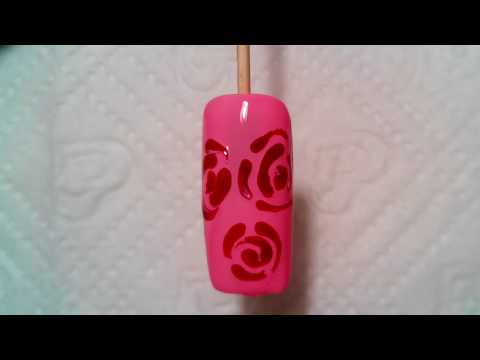 маникюр рисунки на ногтях для начинающих .Розы. Manicure Nail Art Design acrylic paints. Roses