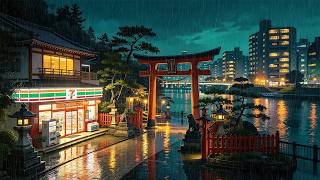 A Rainy Night in 90's Japan 📼 | Shrine Lofi Ambience for Sleep & Relaxation