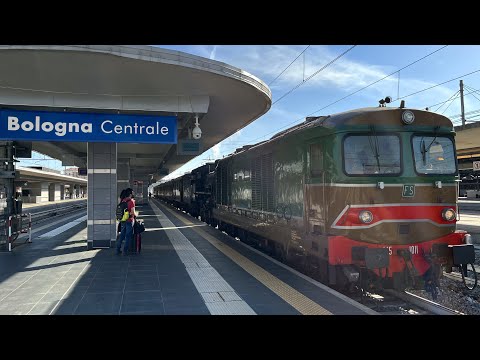 FS Storico in partenza dalla Stazione di Bologna CLE ( D445.1011+G.R.640.003+ Carrozze Centoporte )