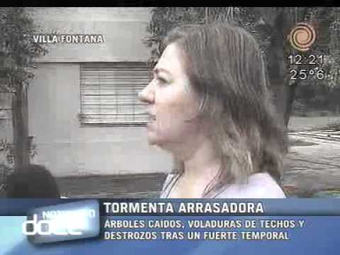 Destrozos por la tormenta en Villa Fontana. Noticiero Doce.