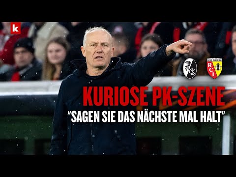 "Och, ich habe Sie vergessen": Streich entschuldigt sich bei Dolmetscher | Freiburg - Lens 3:2