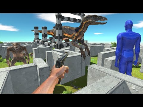 FPS AVATAR SAVES INDORAPTOR FROM MAZE FILLED WITH ANIMALS - Animal Revolt Battle Simulator ARBS