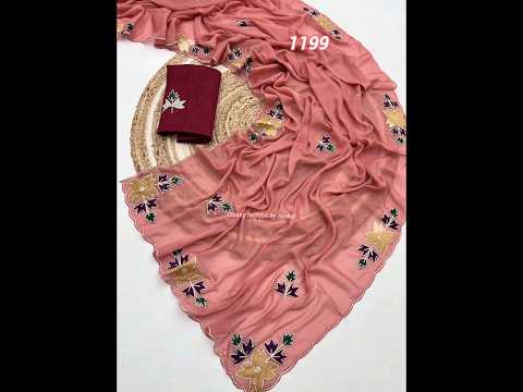 beautiful flower embroidery work sarees|hand work sarees|embroidery work party wear saree|bridalsari