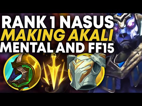 Rank 1 Nasus Makes Enemies FF15! Minion blocks and Akalis getting stacced! | Carnarius