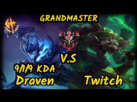 Tyler1 (DRAVEN) vs TWITCH - 9/1/9 KDA BOTTOM ADC GAMEPLAY - NA Ranked GRANDMASTER