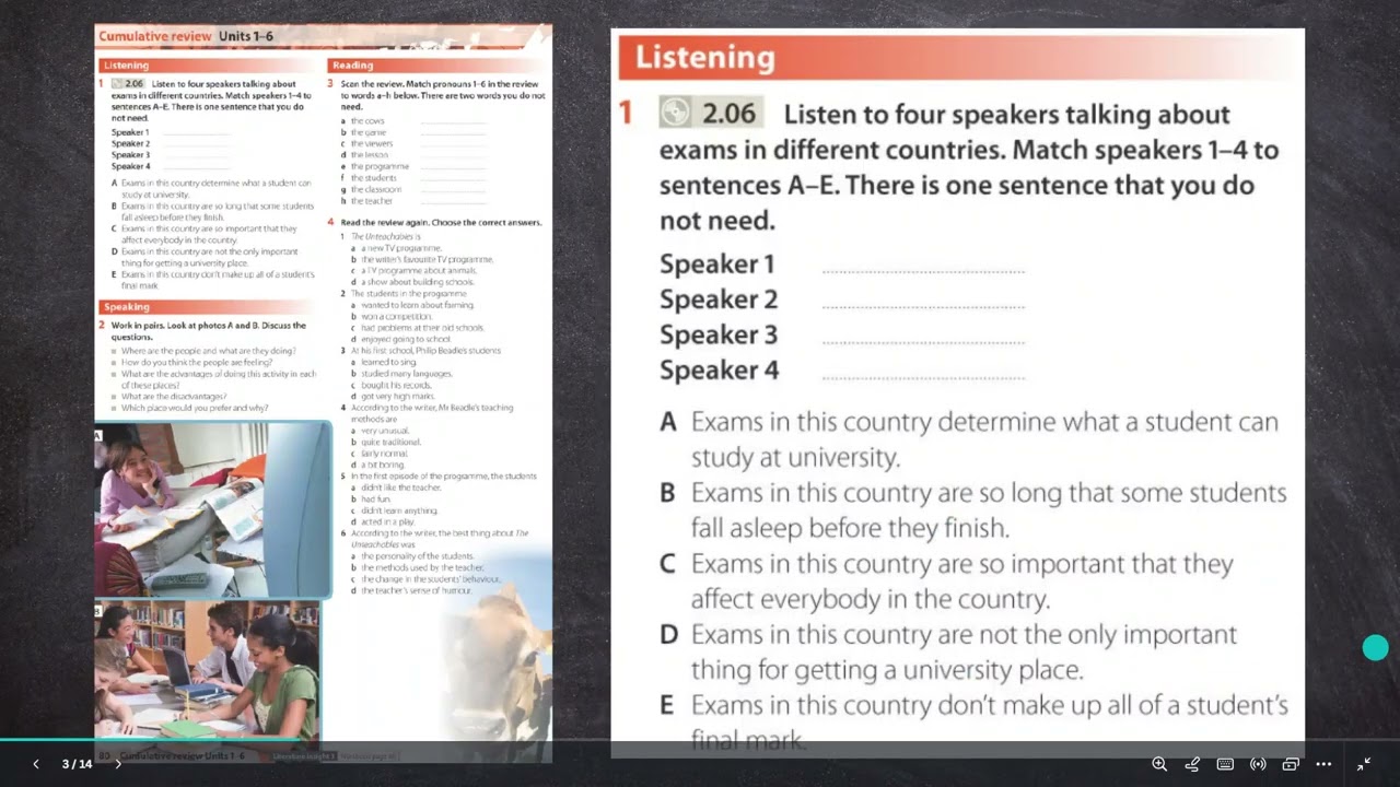 Class ThuLA + filipinoteacher655 + 130426 + Units 1–6 Review Listening, Speaking, Reading, Vocabular