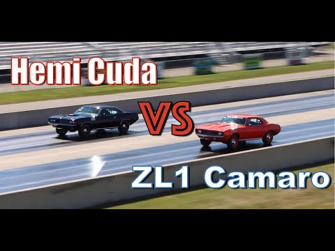 1969 Chevy Camaro COPO ZL1 vs 1971 Plymouth Hemi Cuda - no commentary