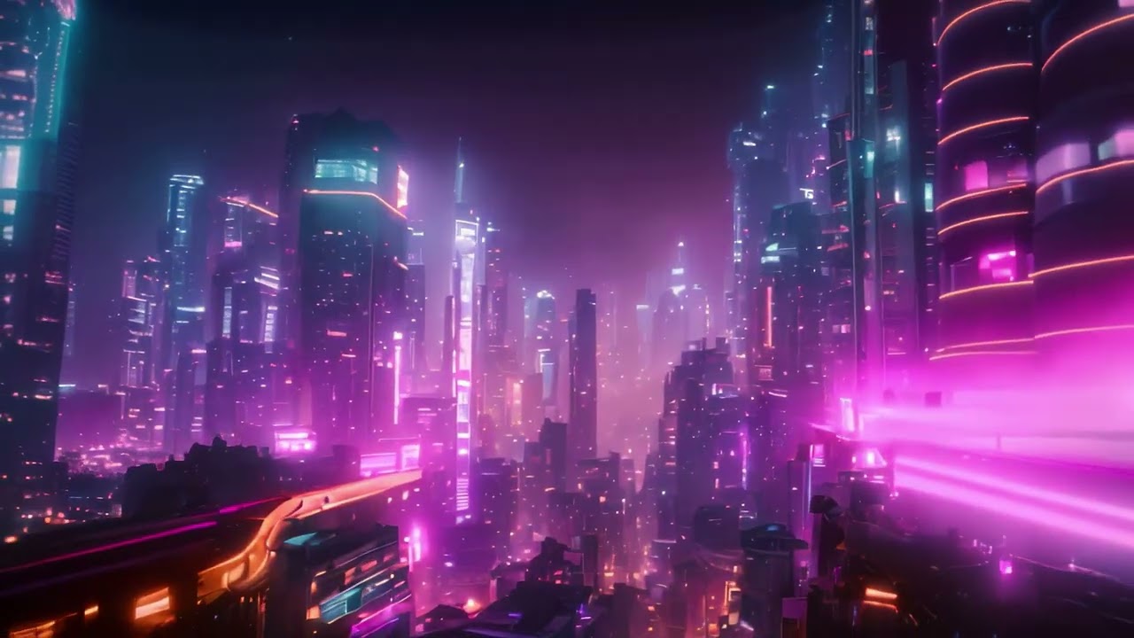 Explore a futuristic cityscape with vibrant neon lights illuminating the night, Cyberpunk cityscape