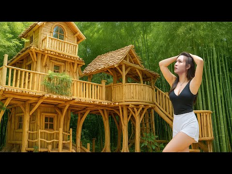 Turn Back Time 🌿 Solo Bushcraft Survival – Building a Cozy Log Cabin & Small Farm in Rainforest