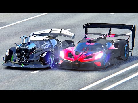 Bugatti Bolide GTR vs Koenigsegg Dragster - Drag Race 10 KM